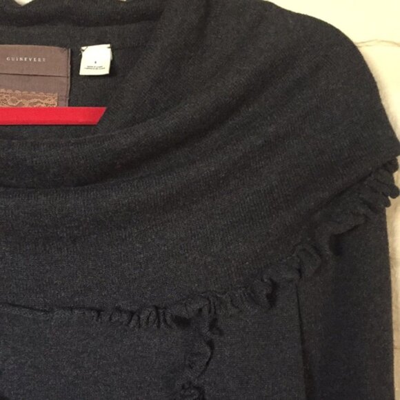 Anthropologie (S) Guinevere Dark Gray Cotton/Cashmere Sweeping Thrills Sweater - Picture 3 of 10